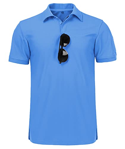 Detalle de JACKETOWN Polo Shirt Uomo Manica Corta: asciugatura rapida, traspirante e versatile per sport e tempo libero (Blu Chiaro, M)