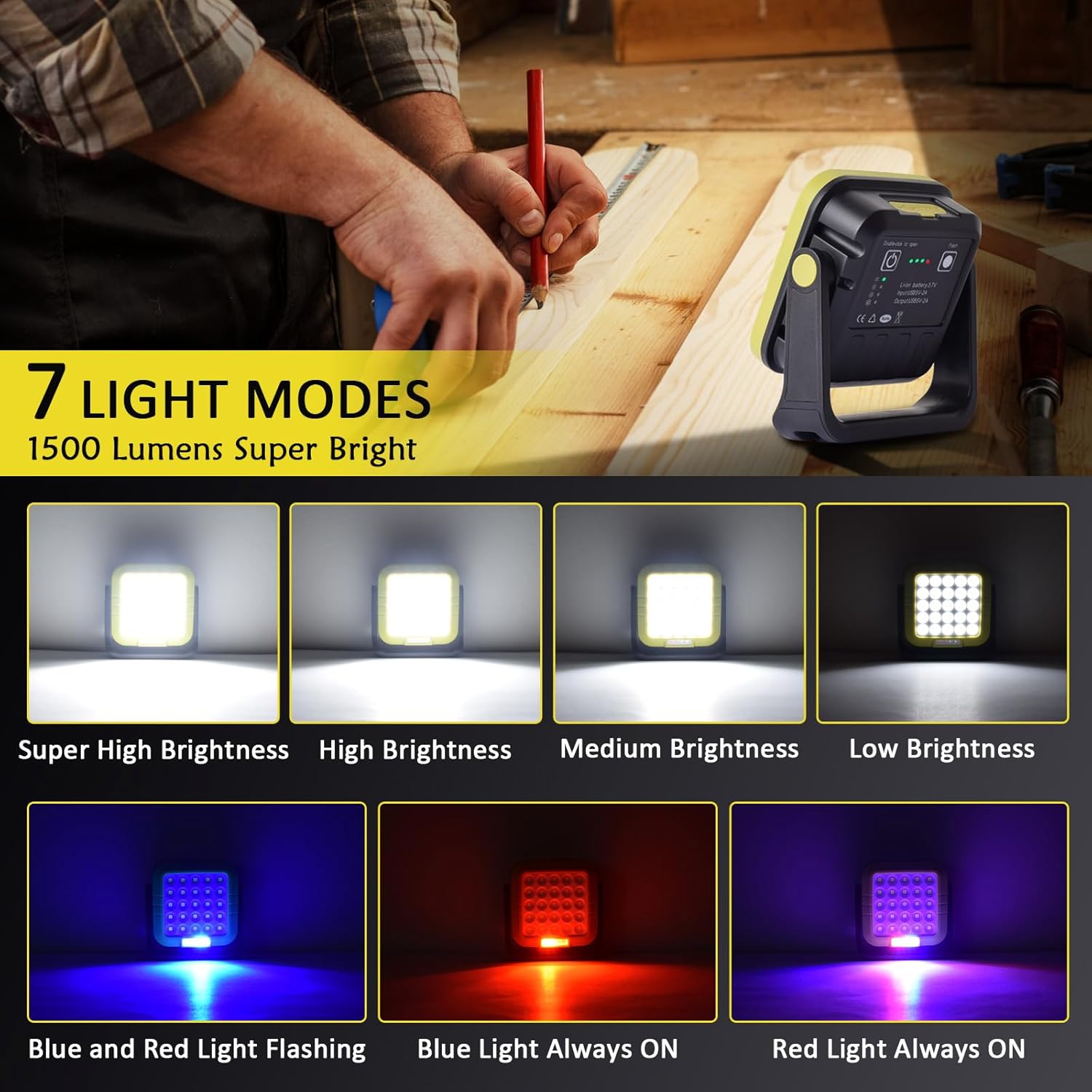 Thumbnail 1 de 30W Magnetic Rechargeable Work Light with 1500 Lumens and 360° Rotation
