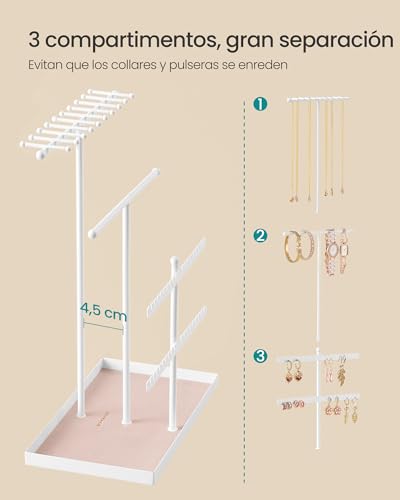 Detalle de SONGMICS Soporte para Joyas: Organizador de 3 Niveles de Acero