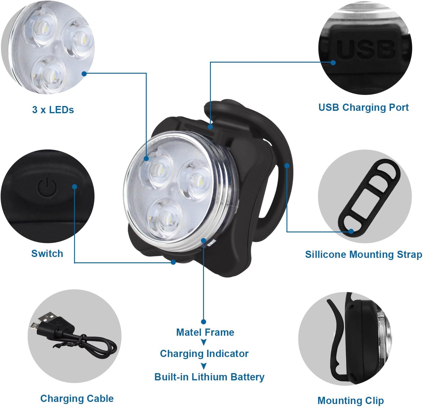 Thumbnail 3 de Balhvit Bike Light Set USB rechargeable 2-pack