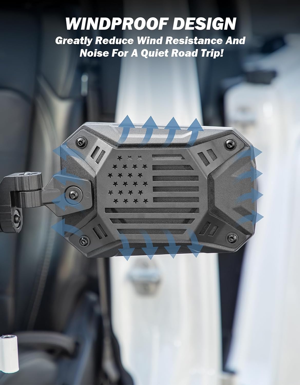 Detalle de JOYTUTUS Mirrors Doors Off: Wrangler JL/JLU and Gladiator JT Side Mirrors (2018-2026) – Wider View, Breakaway, No Vibrate & Wobble