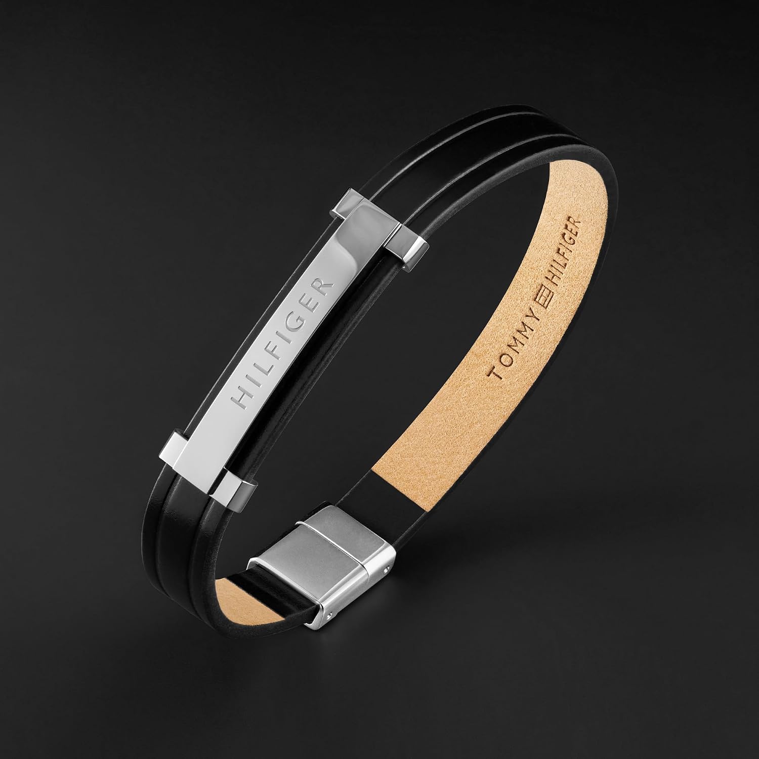 Thumbnail 2 de Tommy Hilfiger Braccialetto in pelle nero 19,5