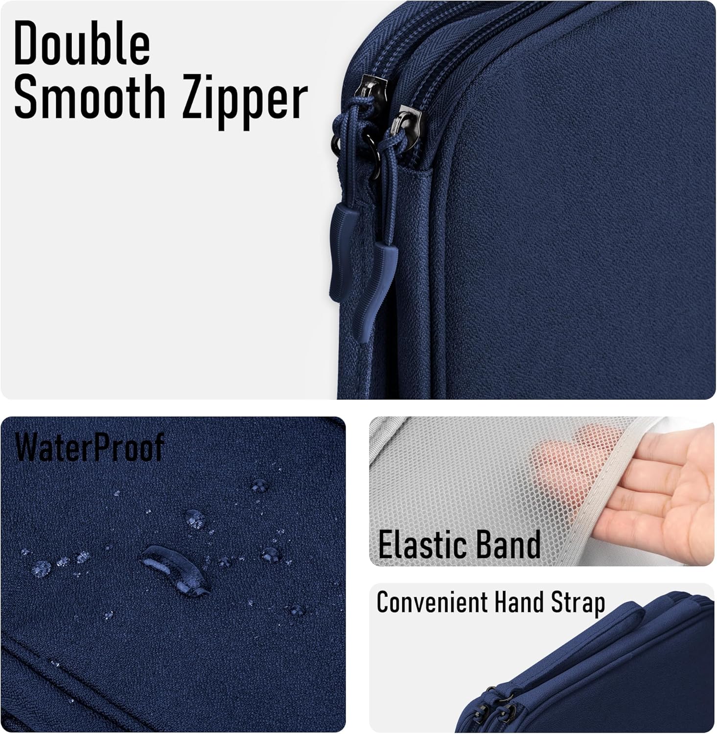 Thumbnail 3 de Arae Elektronik-Zubehör-Organizer „Travel Essentials“ – doppelschichtige Kabeltasche für Ladegerät, USB & SD-Karten (blau, L)