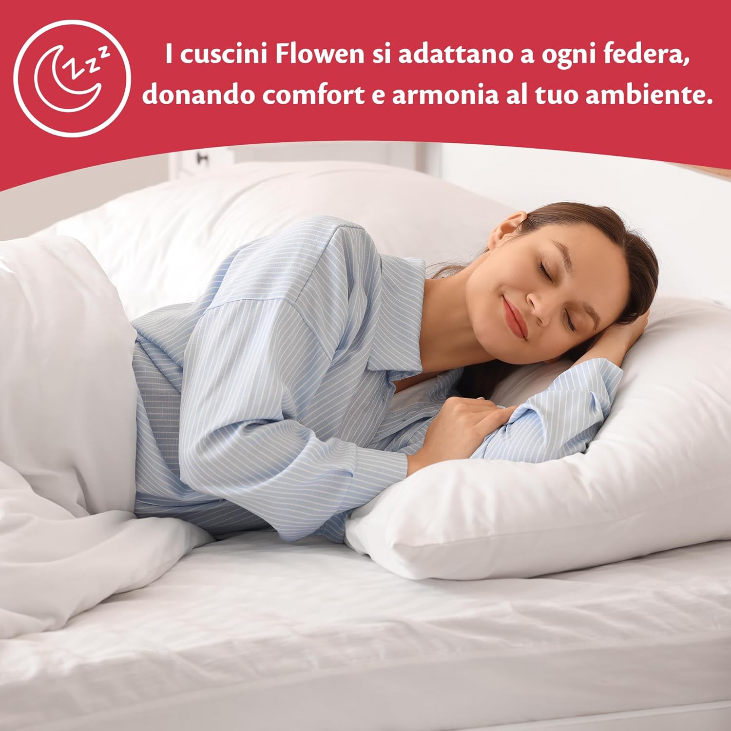 Detalle de Flowen coppia di guanciali 50x80 con imbottitura standard antiacaro, anallergica e traspirante