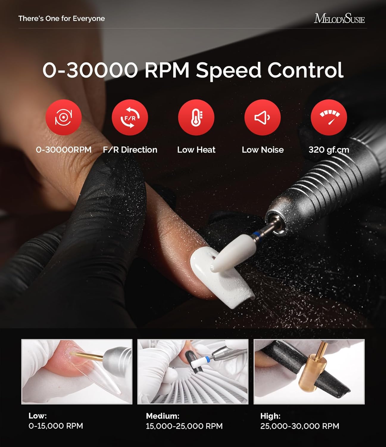 Detalle de MelodySusie SC320A Advanced Desktop Rechargeable Nail Drill with Built-in Storage