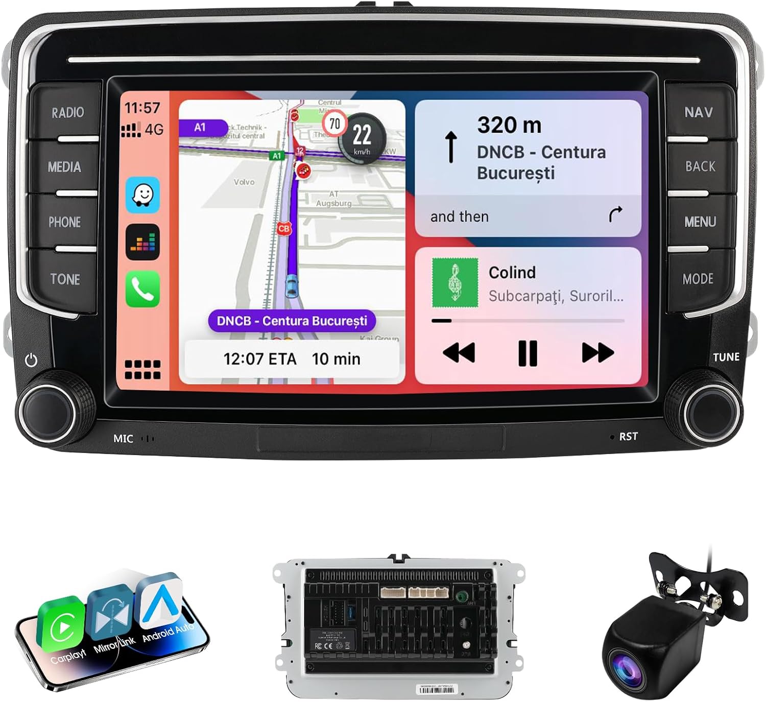 Detalle de Haudio CVD7495-AJ 2-DIN Car Stereo, 7-inch IPS, Wireless CarPlay & Android Auto