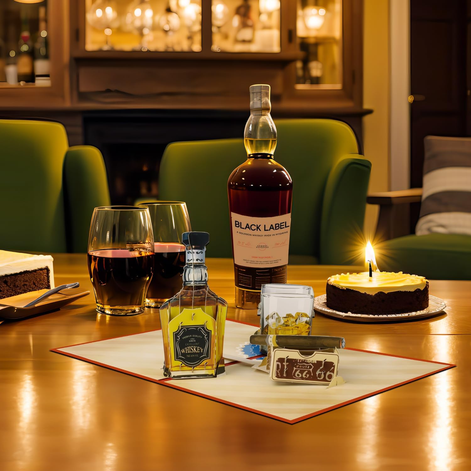 Thumbnail 2 de Magic Ants 3D Whiskey Birthday Card – A Vintage Route 66 Pop-Up for Whiskey Lovers