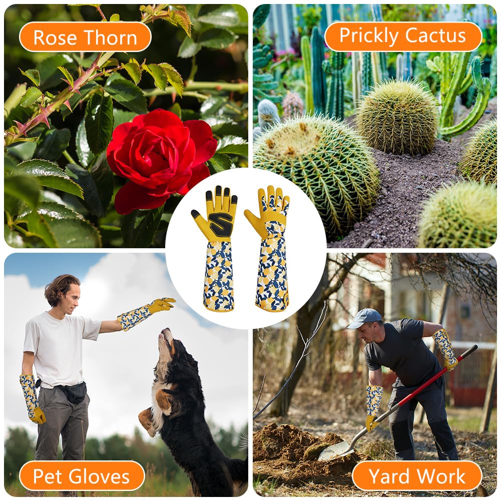 Thumbnail 6 de Ainiv Long Gardening Gloves (Thorn Proof) – Lightweight Protective Gloves, Yellow, Large