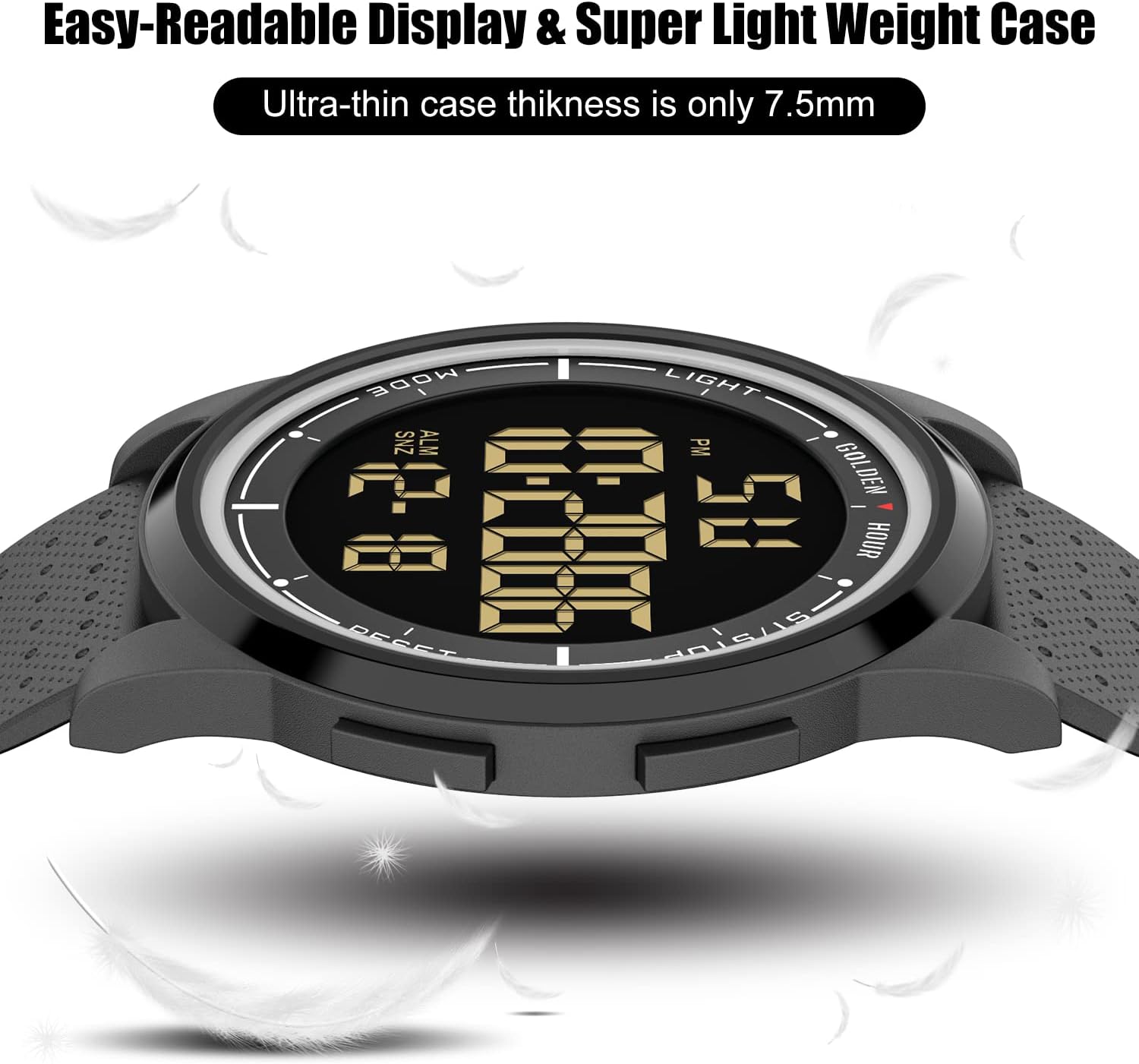 Thumbnail 2 de Golden Hour orologio digitale sportivo ultra-sottile impermeabile 50 m con display ampio e gomma regolabile