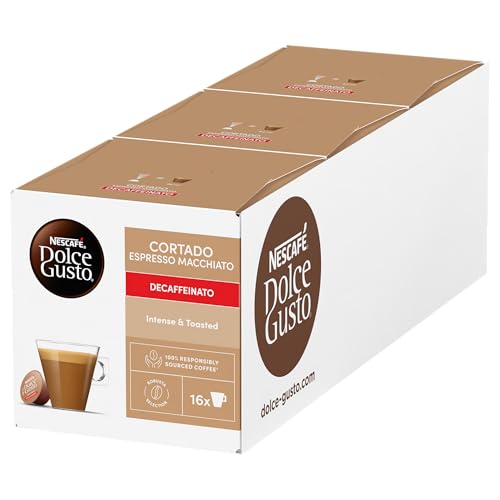 Thumbnail 12 de NESCAFÉ DOLCE GUSTO Cortado Espresso Macchiato Decaffeinato – 3 Confezioni da 16 Capsule (48 Capsule Compatibili Dolce Gusto)
