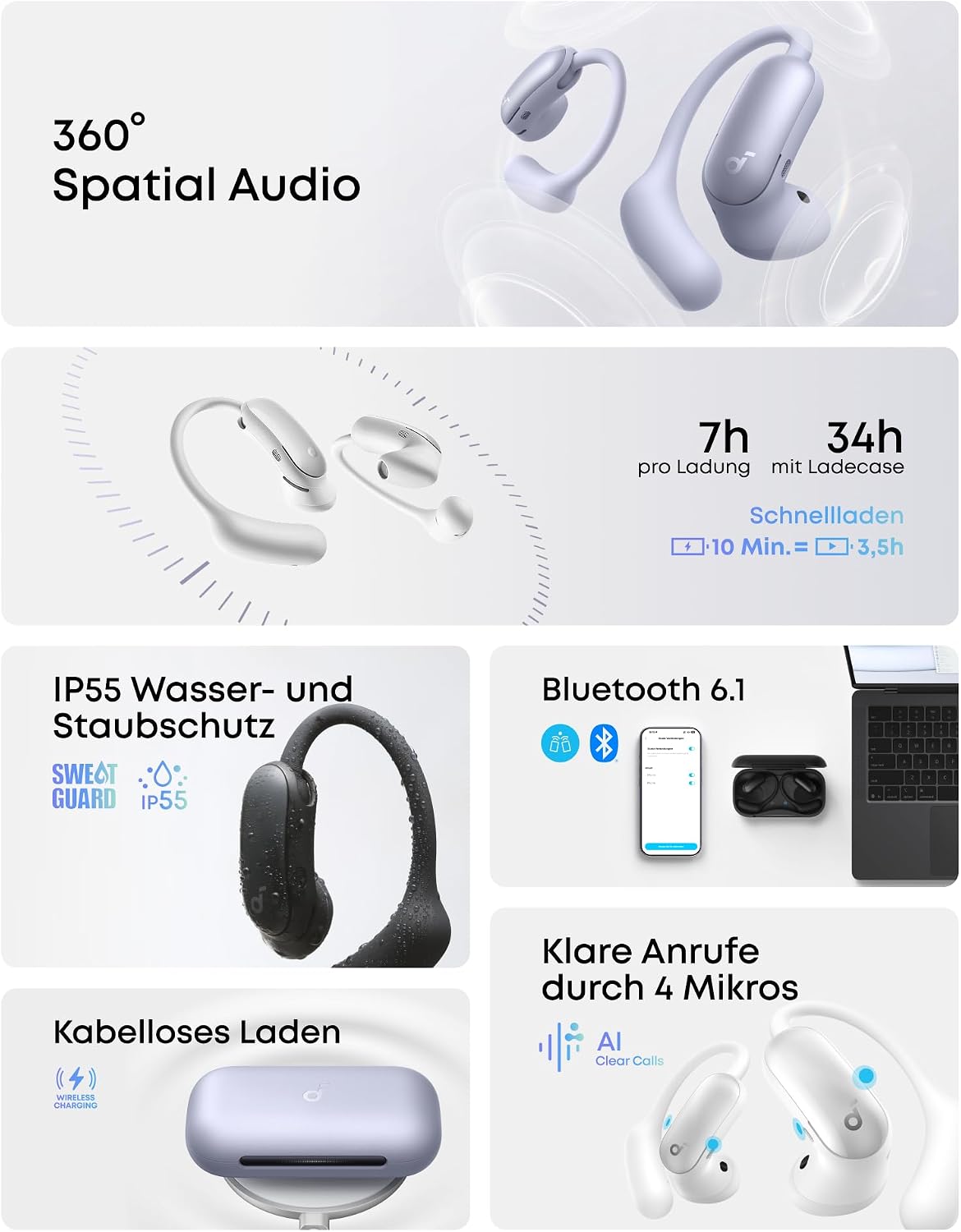 Thumbnail 6 de soundcore AeroFit 2 Pro von Anker Open-Ear Kopfhörer