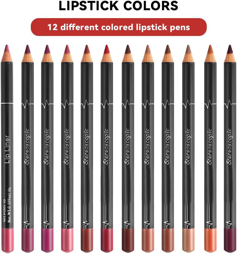 Detalle de LOPHE Matita Labbra 12 Colori Set di Lip Liner: definizione precisa, lunga tenuta e versatilità