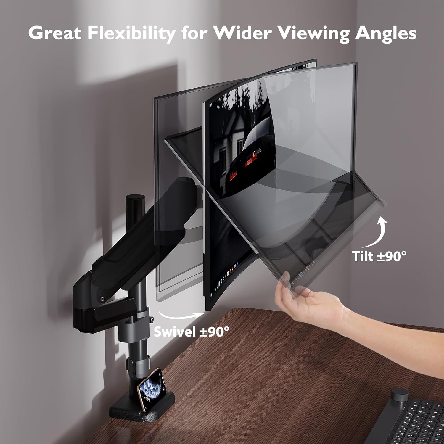 Thumbnail 5 de BONTEC single monitor arm desk mount for 13–32 inch screens (VESA 75/100mm, up to 9kg) with adjustable gas spring