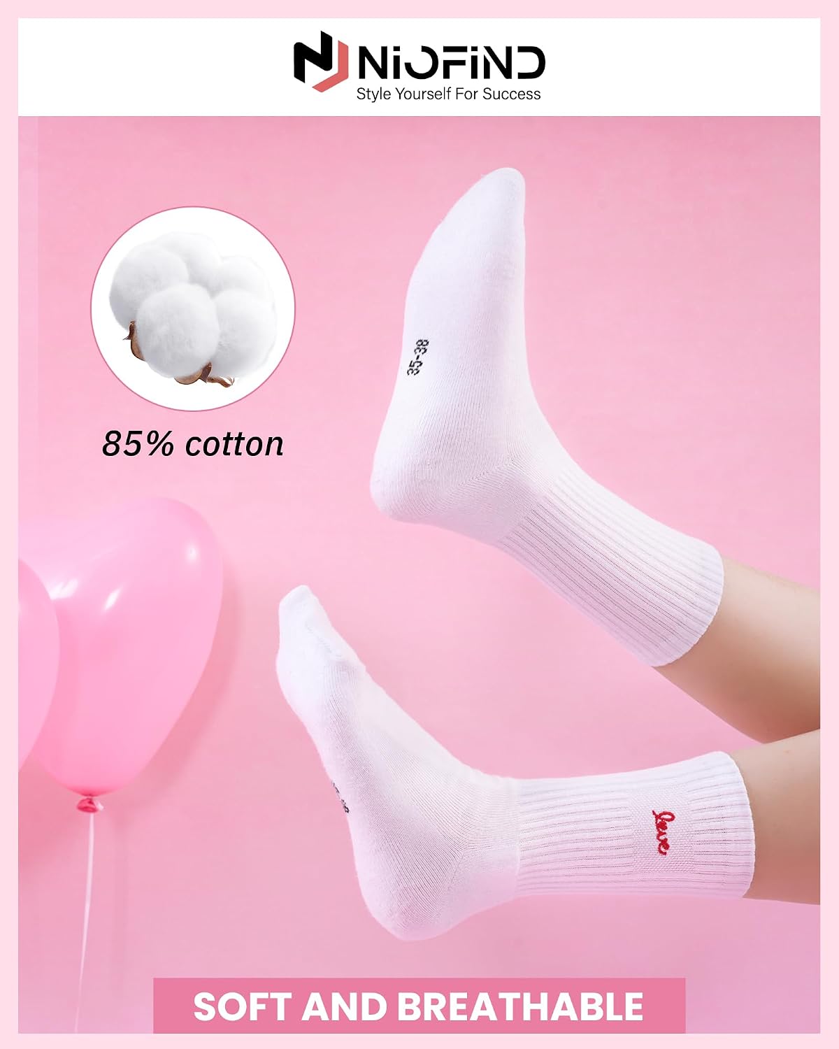 Detalle de Niofind Calzini Tennis per Donna e Uomo – 3 Paia di Calzini Cotone con Motivo Aperol