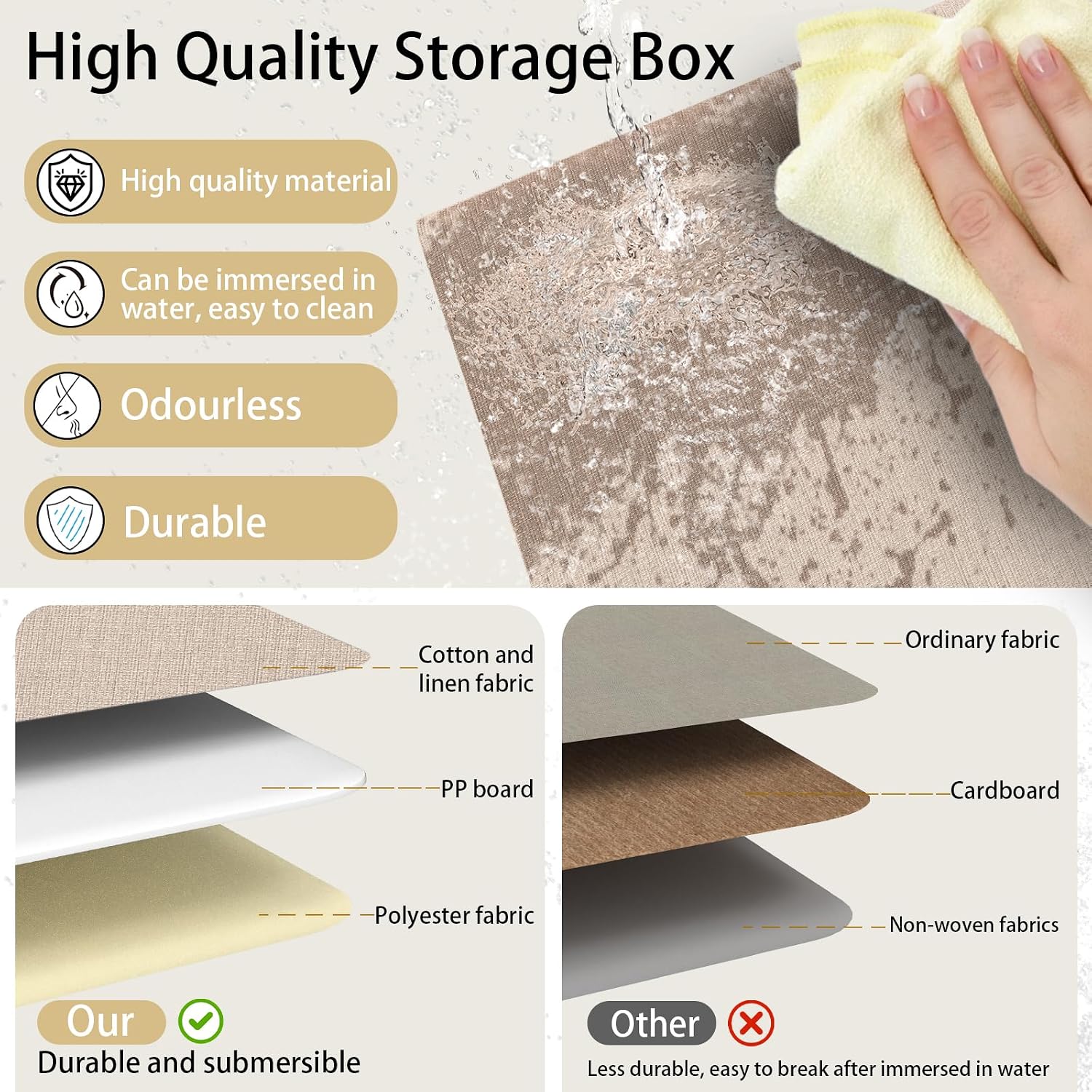 Detalle 1 de Yawinhe Storage box 2 pack, 38x25x25cm