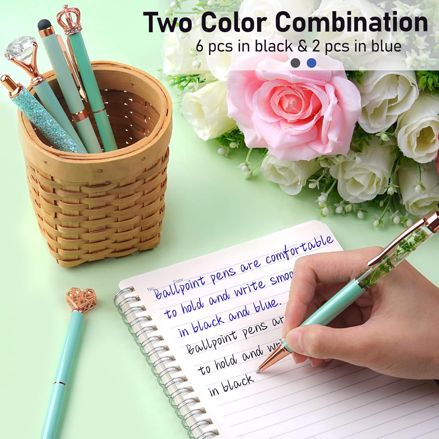 Thumbnail 6 de WEMATE 8Pcs Green Ballpoint Pens Set – Chic, Everyday Writing Gifts for Women