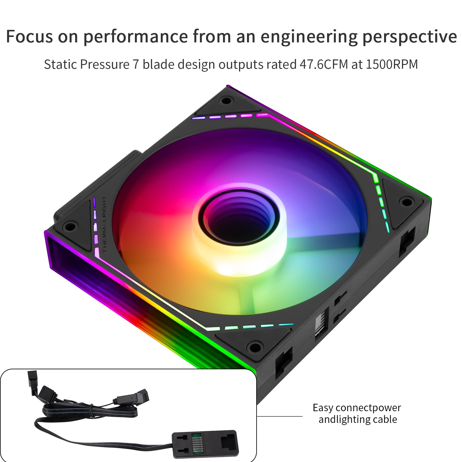 Detalle de Thermalright TL-M12QR-S X3 Wireless Splicing Reverse Case Fan 120mm