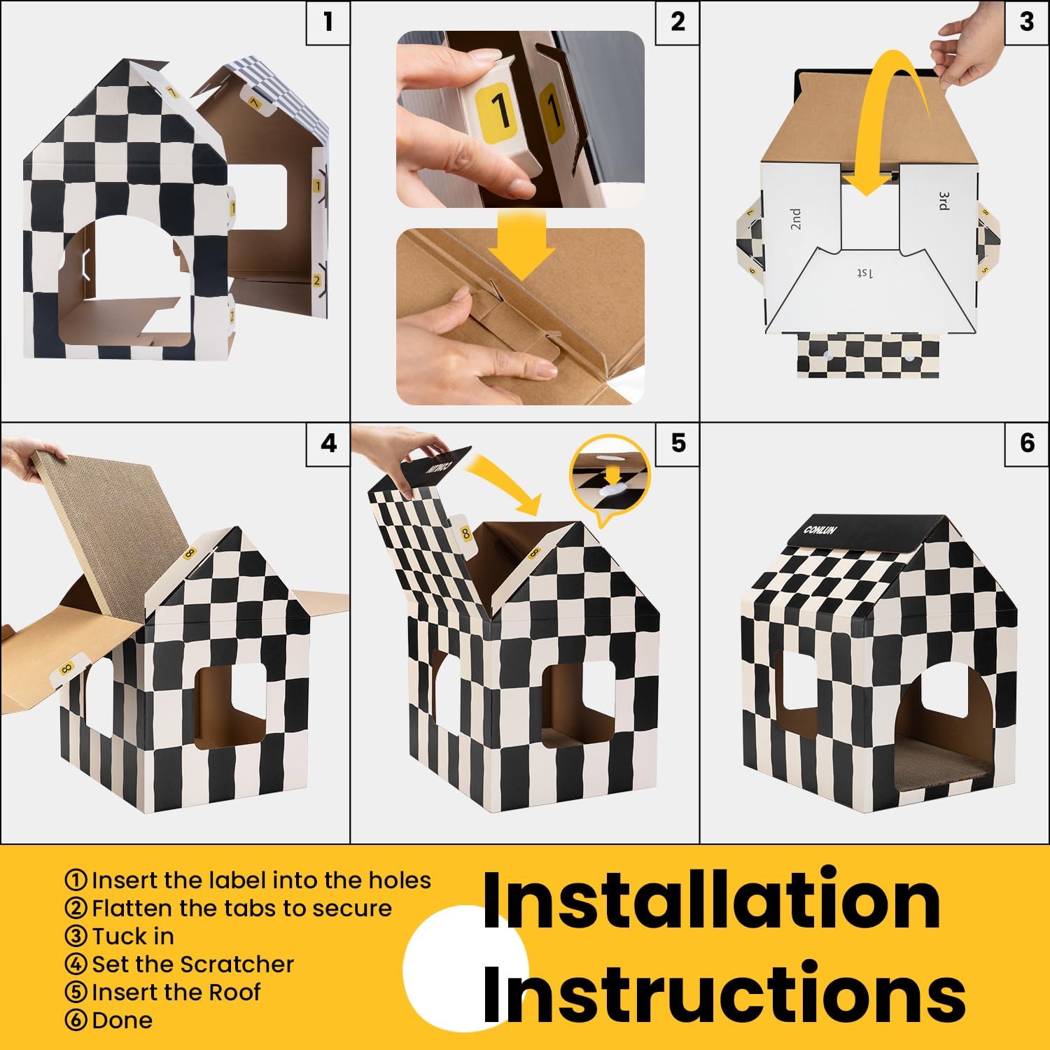 Thumbnail 6 de Conlun Large cardboard cat scratch house