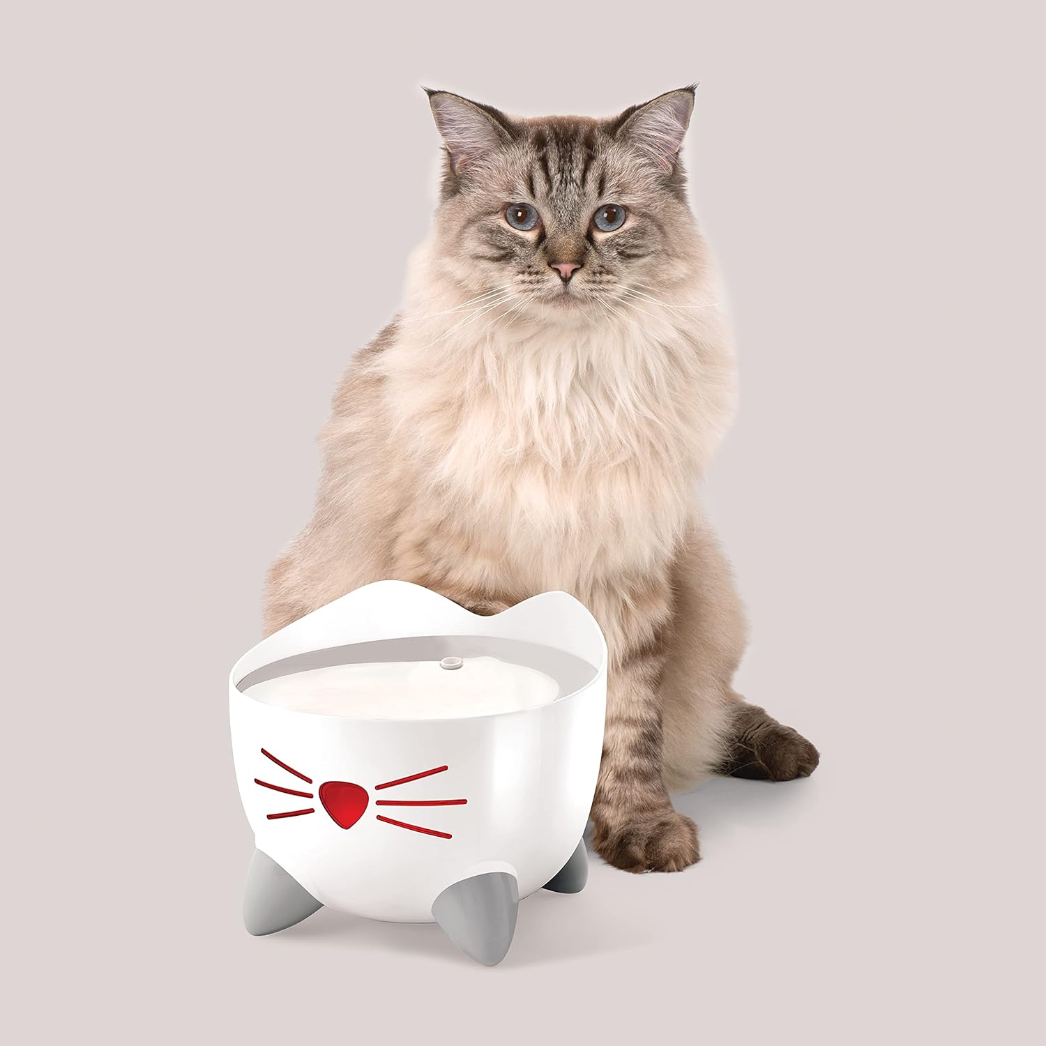 Detalle de Catit Pixi fontaine d’abreuvement en acier inoxydable pour chats, 2,5 l (blanc)