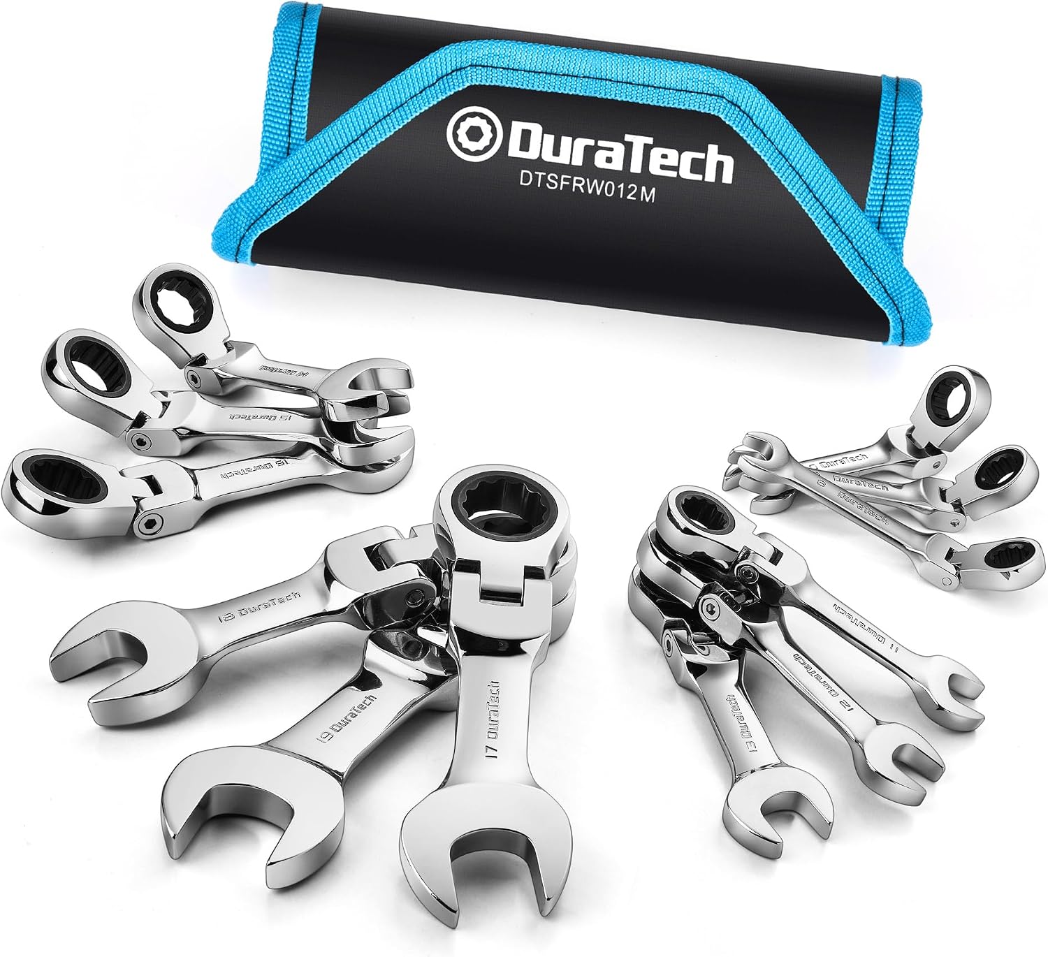 Detalle de DURATECH DTSFRW012M – krótki zestaw kluczy płasko-oczkowych, 8–19 mm