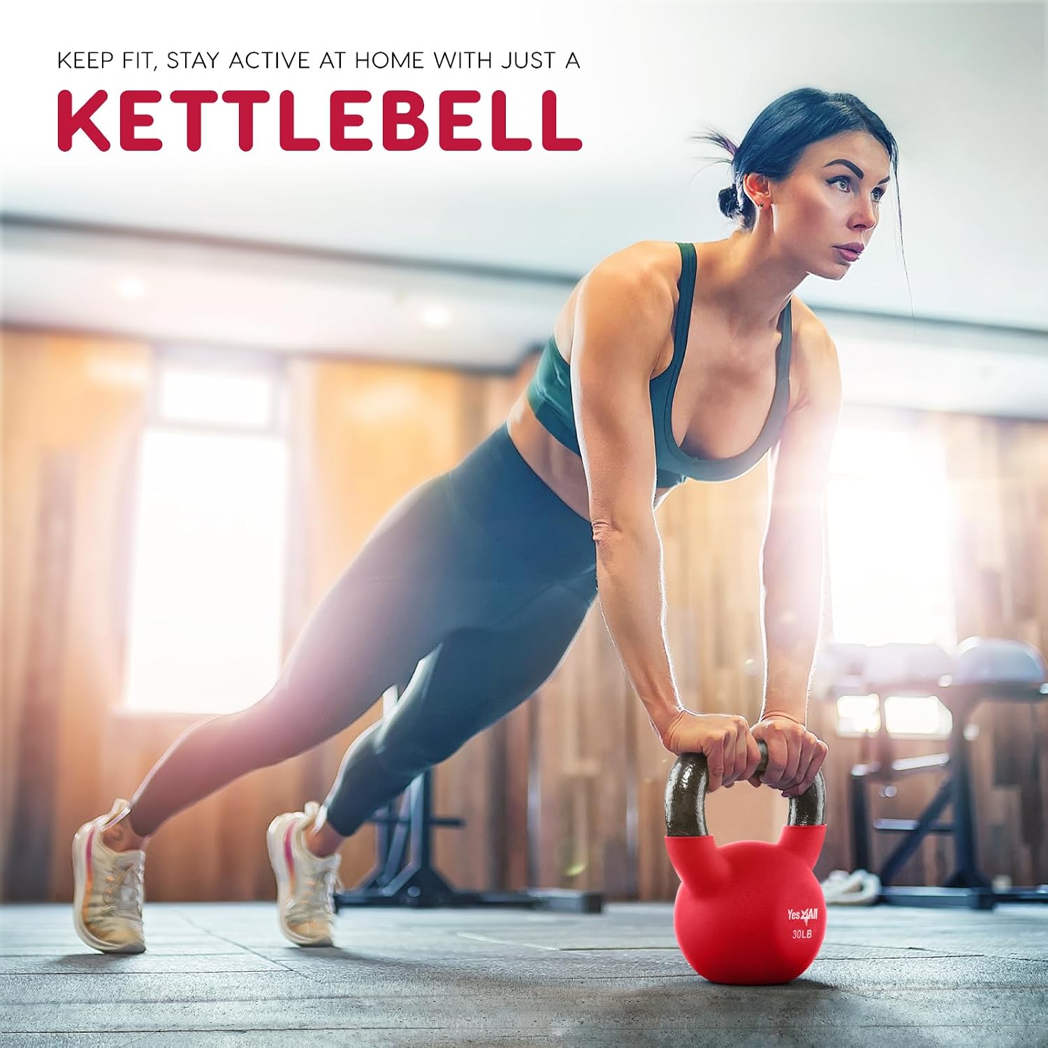 Detalle 2 de Yes4All RKWT Neoprene Kettlebell, 15 lb Cast Iron Weight