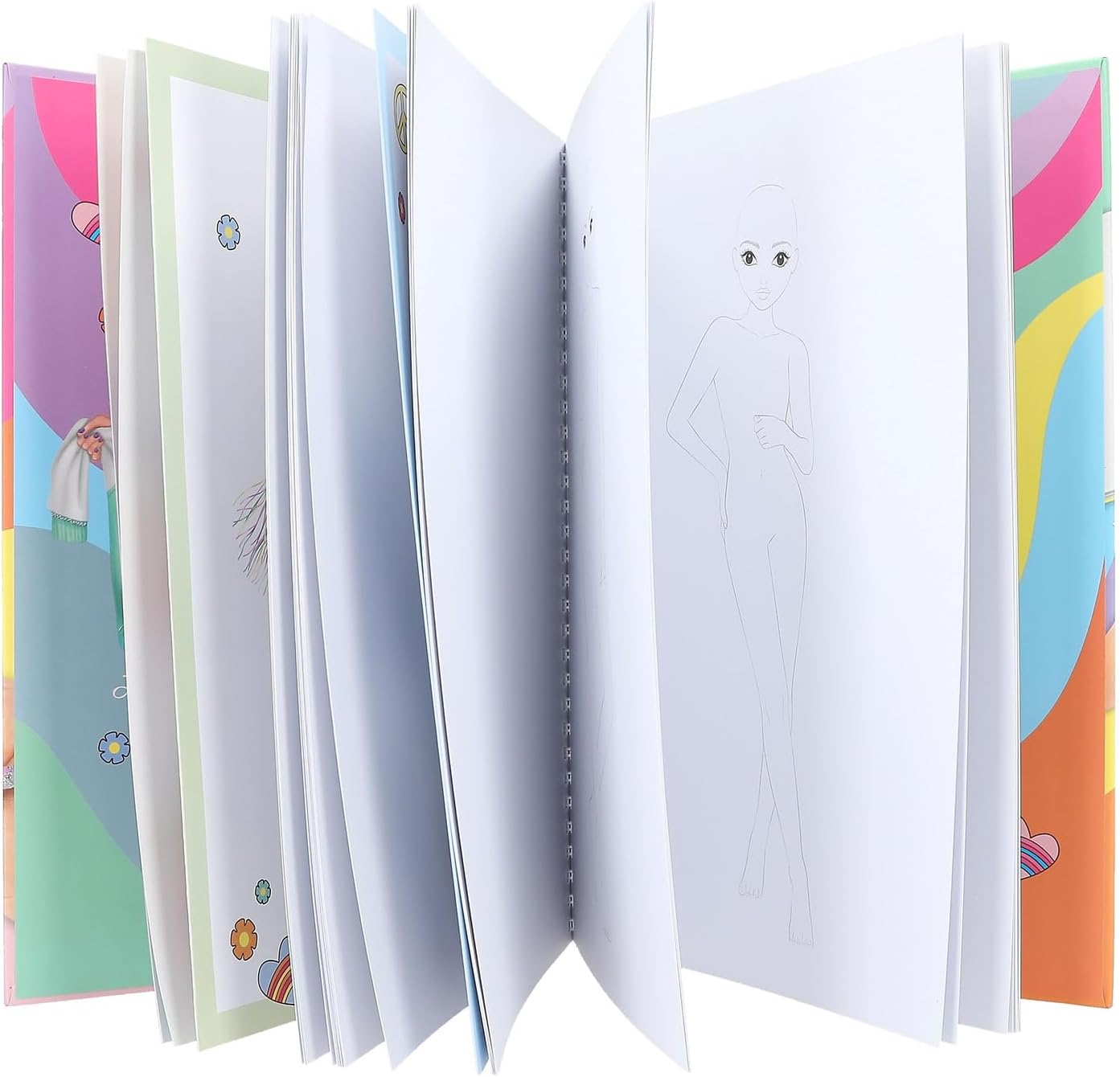Detalle 2 de Depesche TOPModel Malbuch Set – 76 Seiten inklusive Malvorlagen, Stiften und Stickerbogen