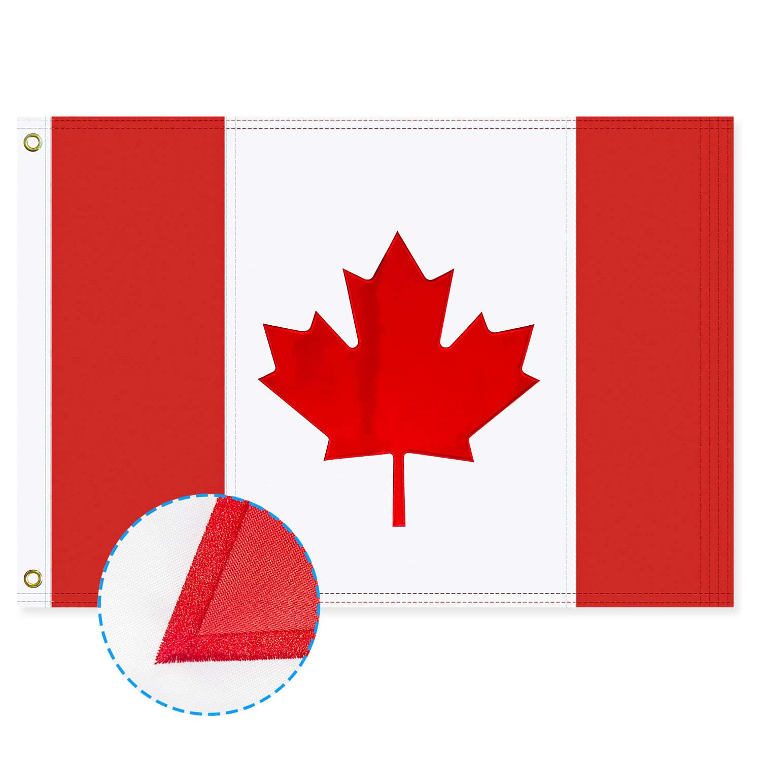Detalle de DCRGE 3x5 ft Canadian Flag, 210D Nylon with Embroidered Maple Leaf
