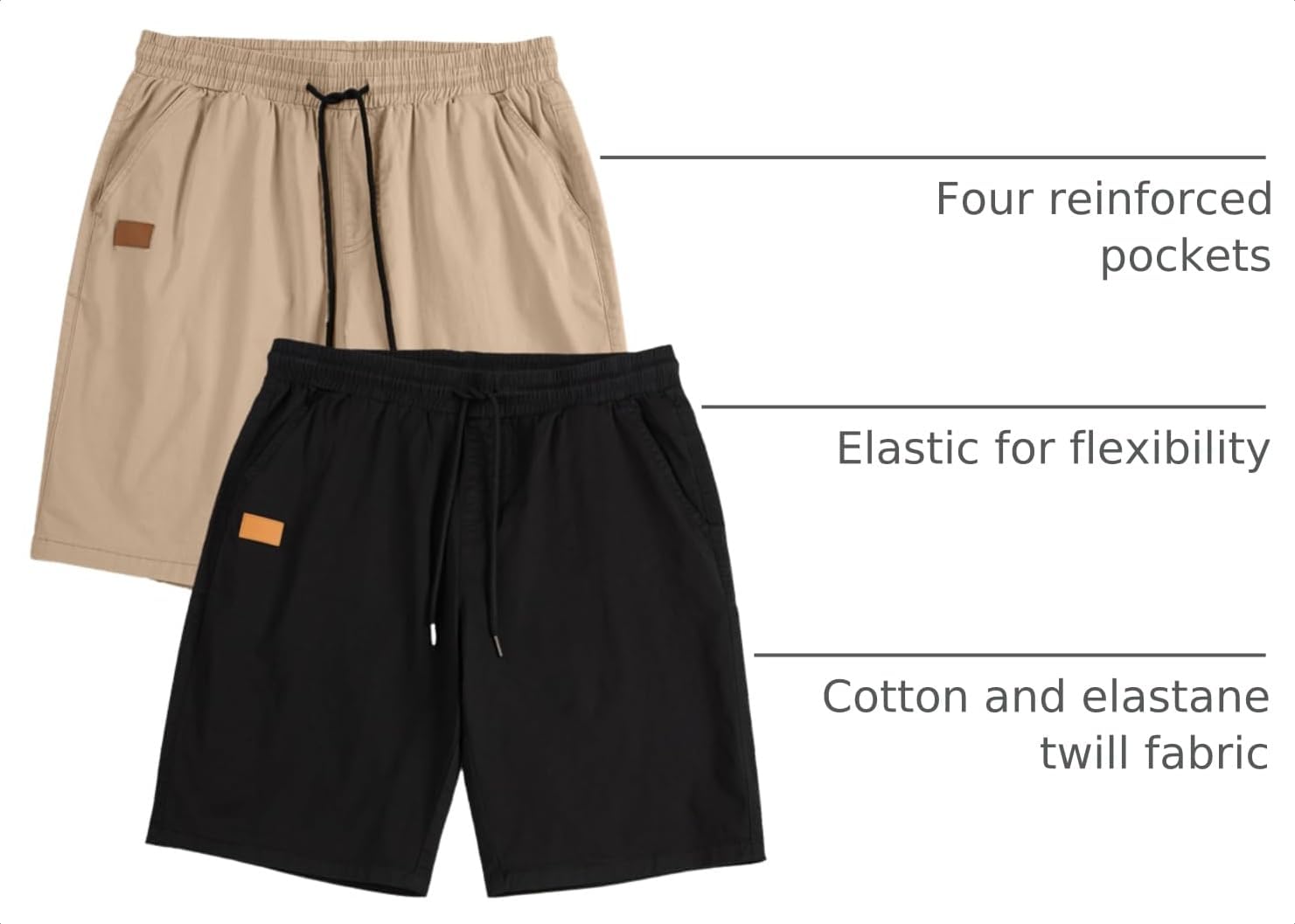 Thumbnail 3 de JMIERR Casual Golf Shorts for Men — Elastic Cotton Blend, 6% Elastane, Drawstring Waist, Deep Pockets