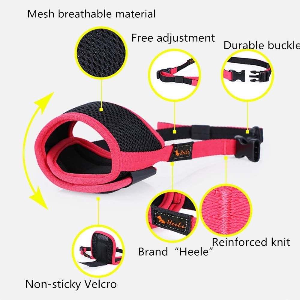 Detalle de HEELE Maulkorb für Hunde (XL, Schwarz) mit verstellbarer Schlaufe, atmungsaktivem Nylon