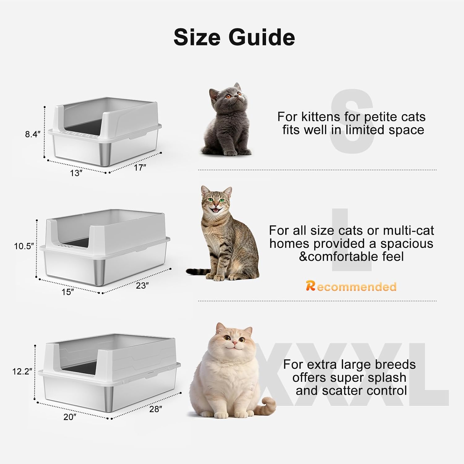 Thumbnail 1 de FURTIME Stainless Steel Cat Litter Box