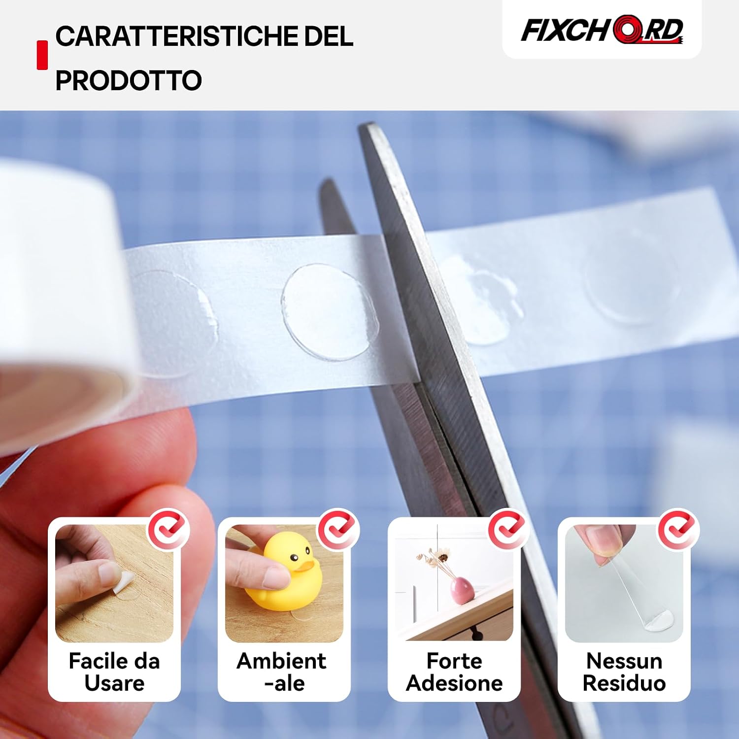 Detalle de FIXCHORD punti di colla biadesivi per palloncini, 600 pezzi double face removibili