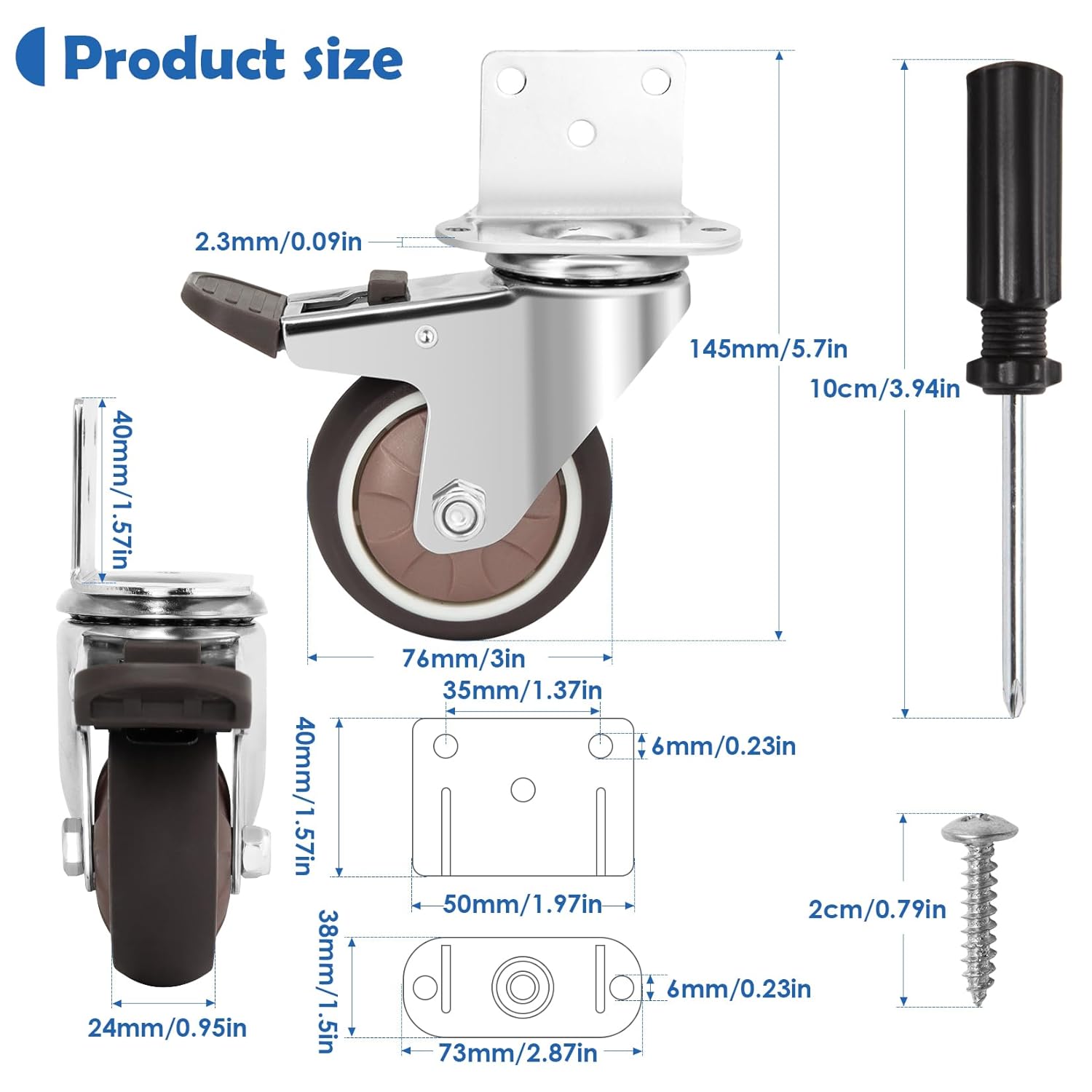 Thumbnail 3 de W B D WEIBIDA: Piastra di Montaggio a L 75mm con Ruote per Mobili Pesanti (Set di 4) – 450 kg