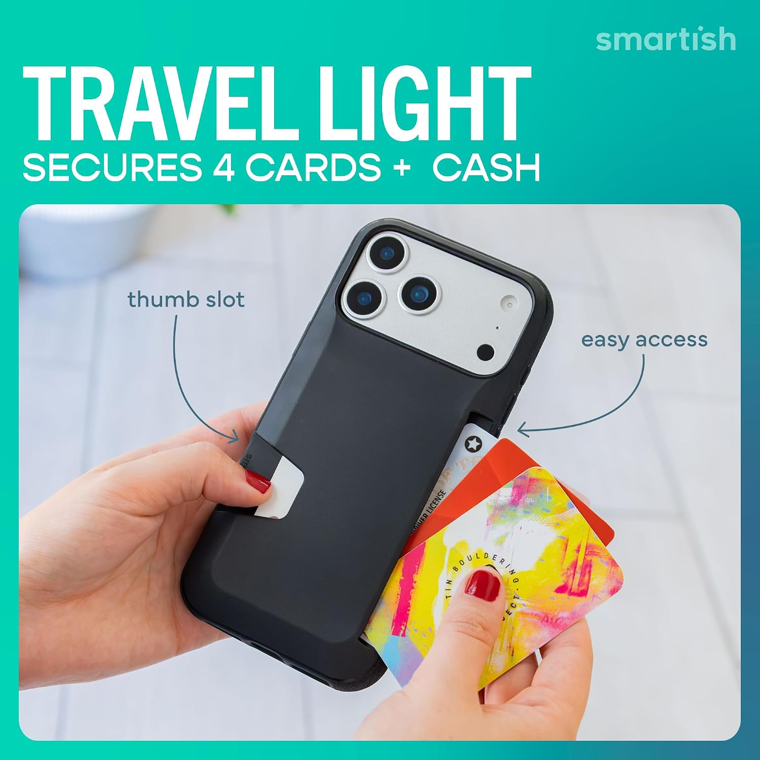Detalle 2 de Smartish iPhone 17 Pro Max Wallet Case 6ft drop test