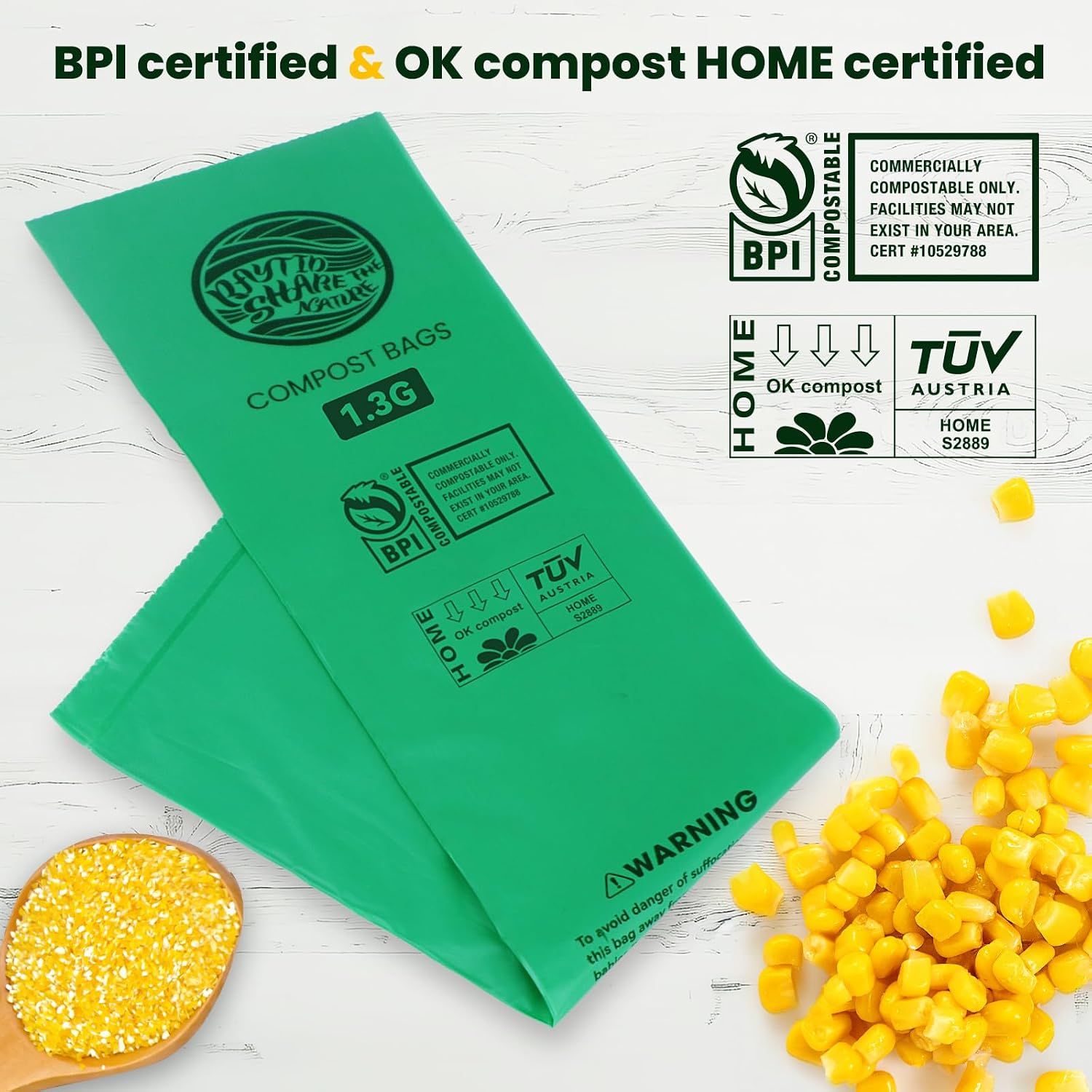 Thumbnail 2 de Compost Bags 1.3 Gallon, 100 Count — Compostable Small Trash Bags for Kitchen Countertop Bins