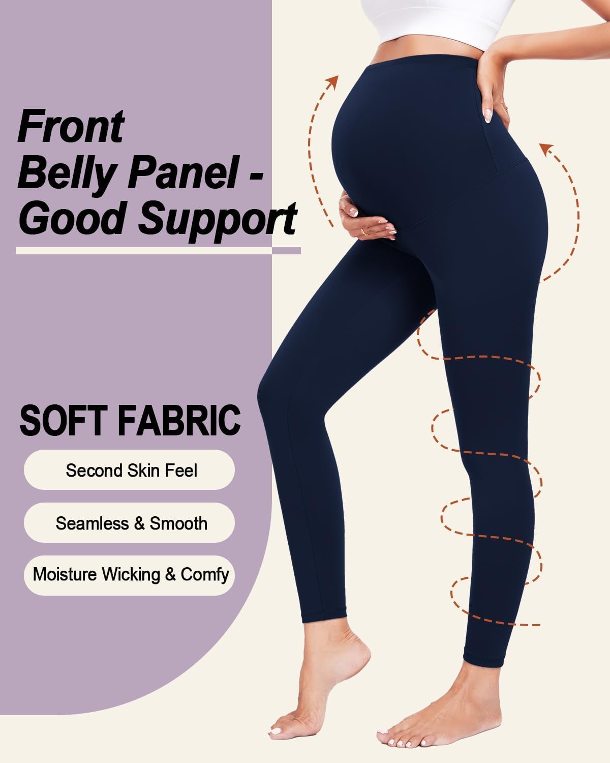 Detalle de CTHH 3-Pack Maternity Leggings, Over-the-Belly High Waist for Yoga and Workouts