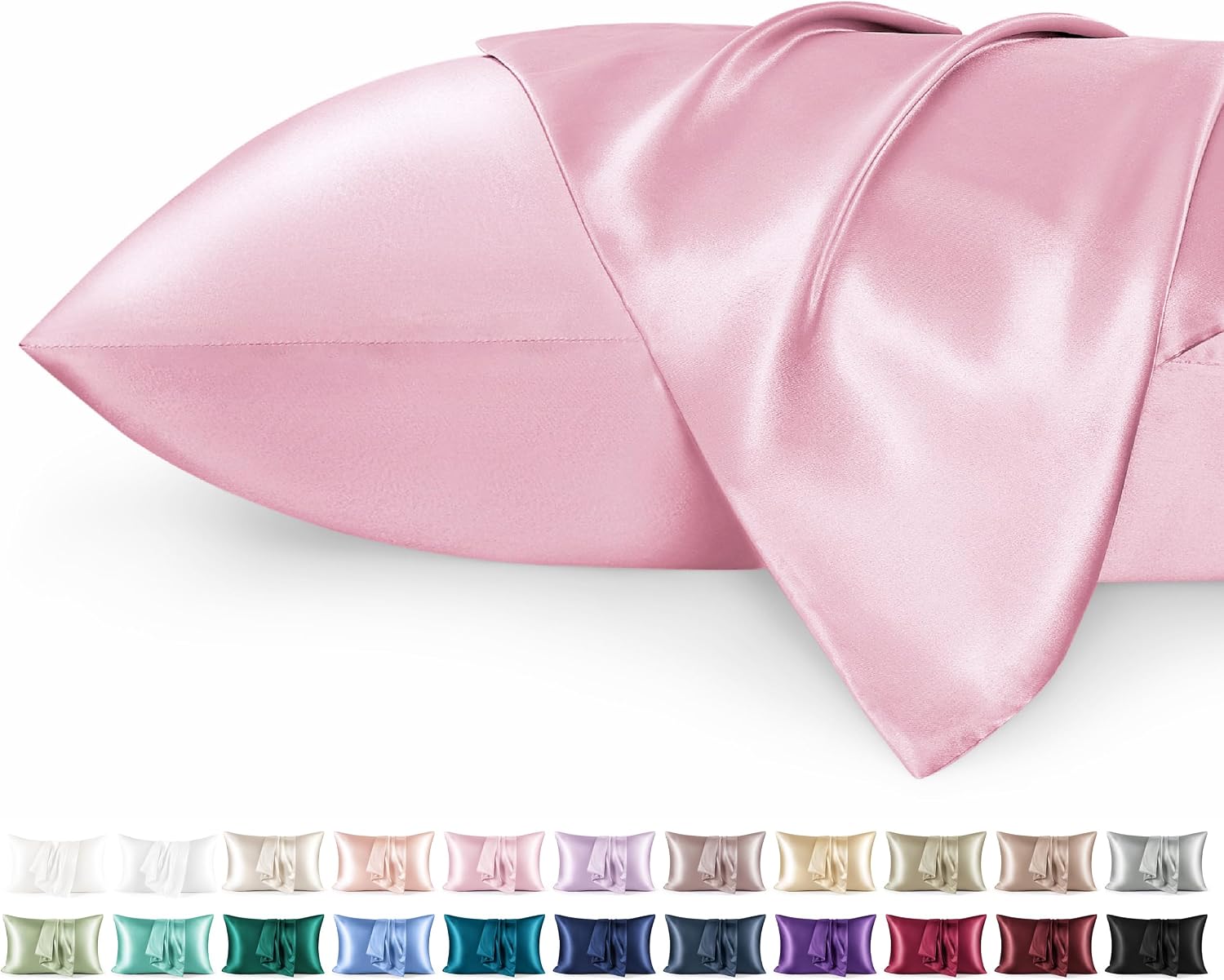 Detalle de Bedsure Satin Pillowcases 2 Pack, 50x75 cm
