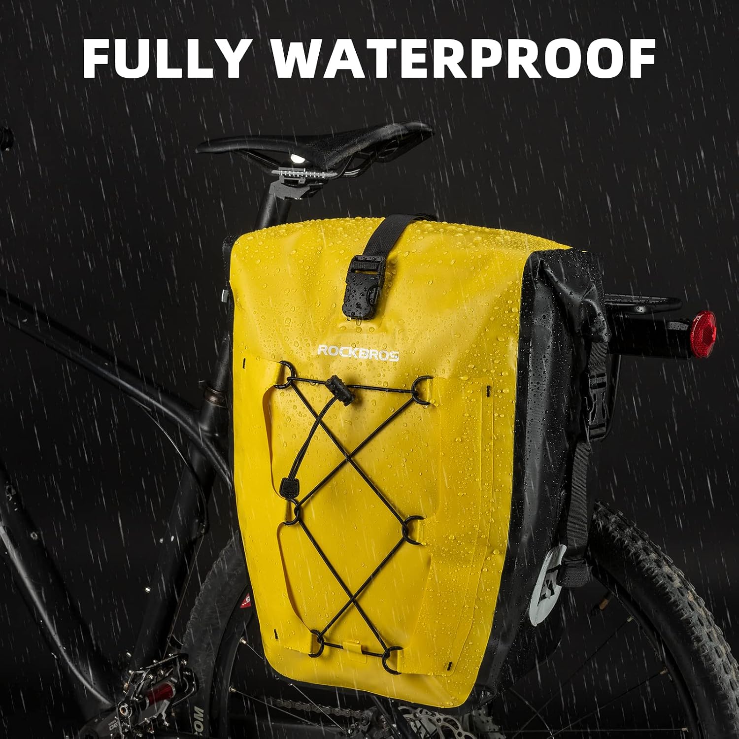 Detalle de Rockbros Pannier Rack Bag (25L–32L) – 100% Waterproof rear bike rack pannier bag