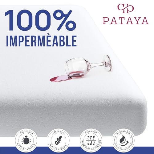 Detalle de PATAYA Protège Matelas Imperméable 160 x 200 x 30 cm – Surmatelas Alèse