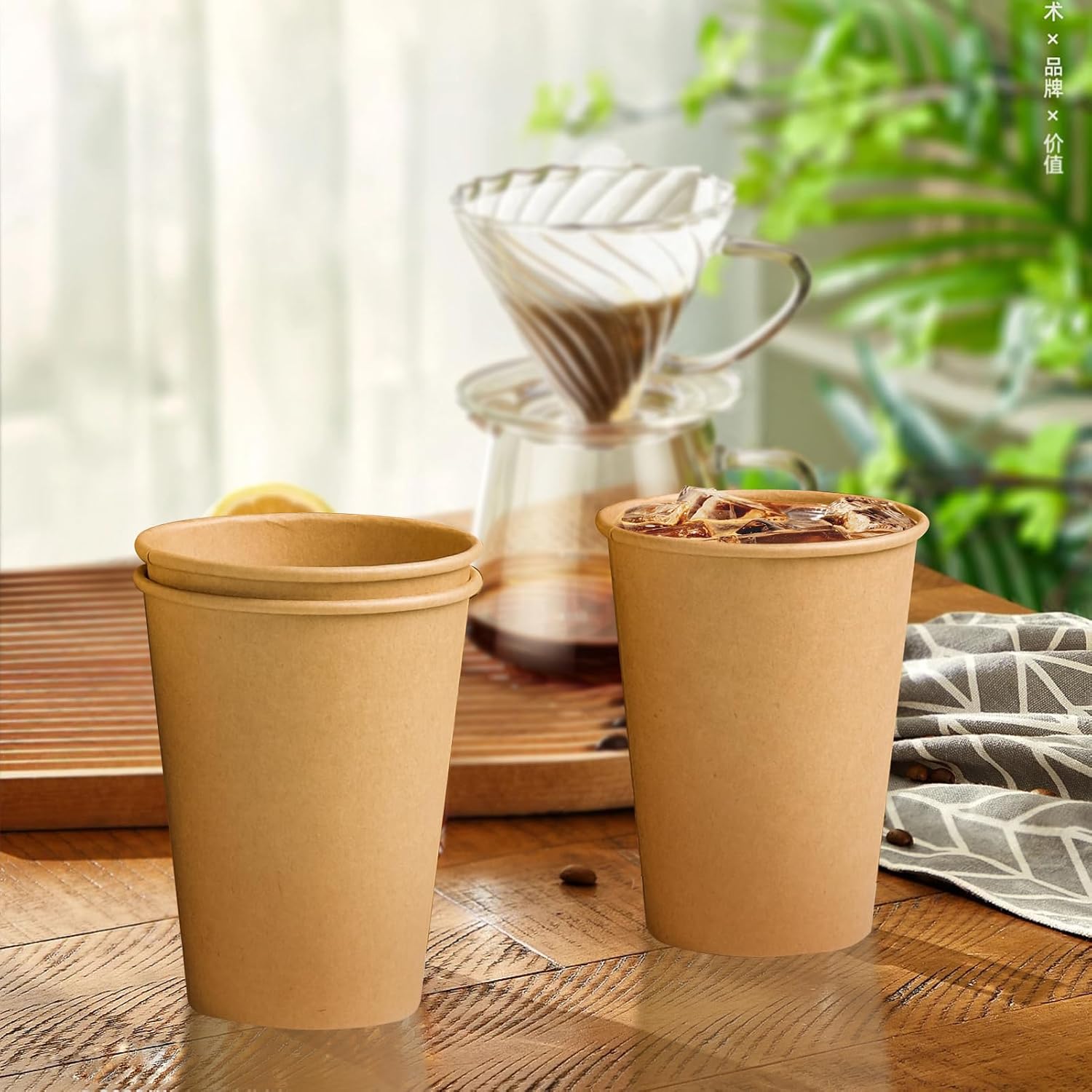 Thumbnail 6 de Clawsoff 180 Pack 12 oz Brown Kraft Disposable Paper Cups
