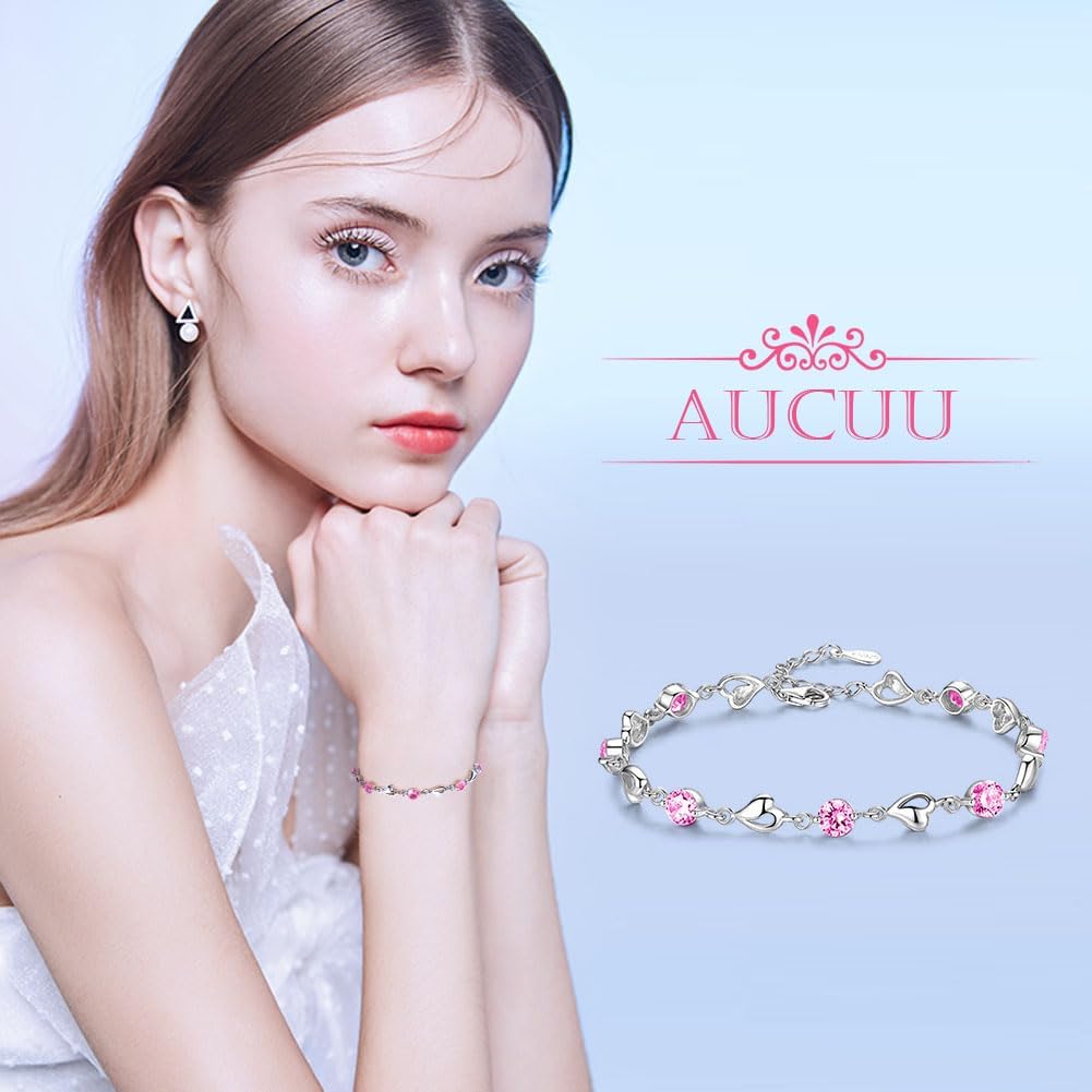 Thumbnail 6 de Aucuu Bracciale da Donna Argento 925 con Cuore e Zirconi – Regalo romantico