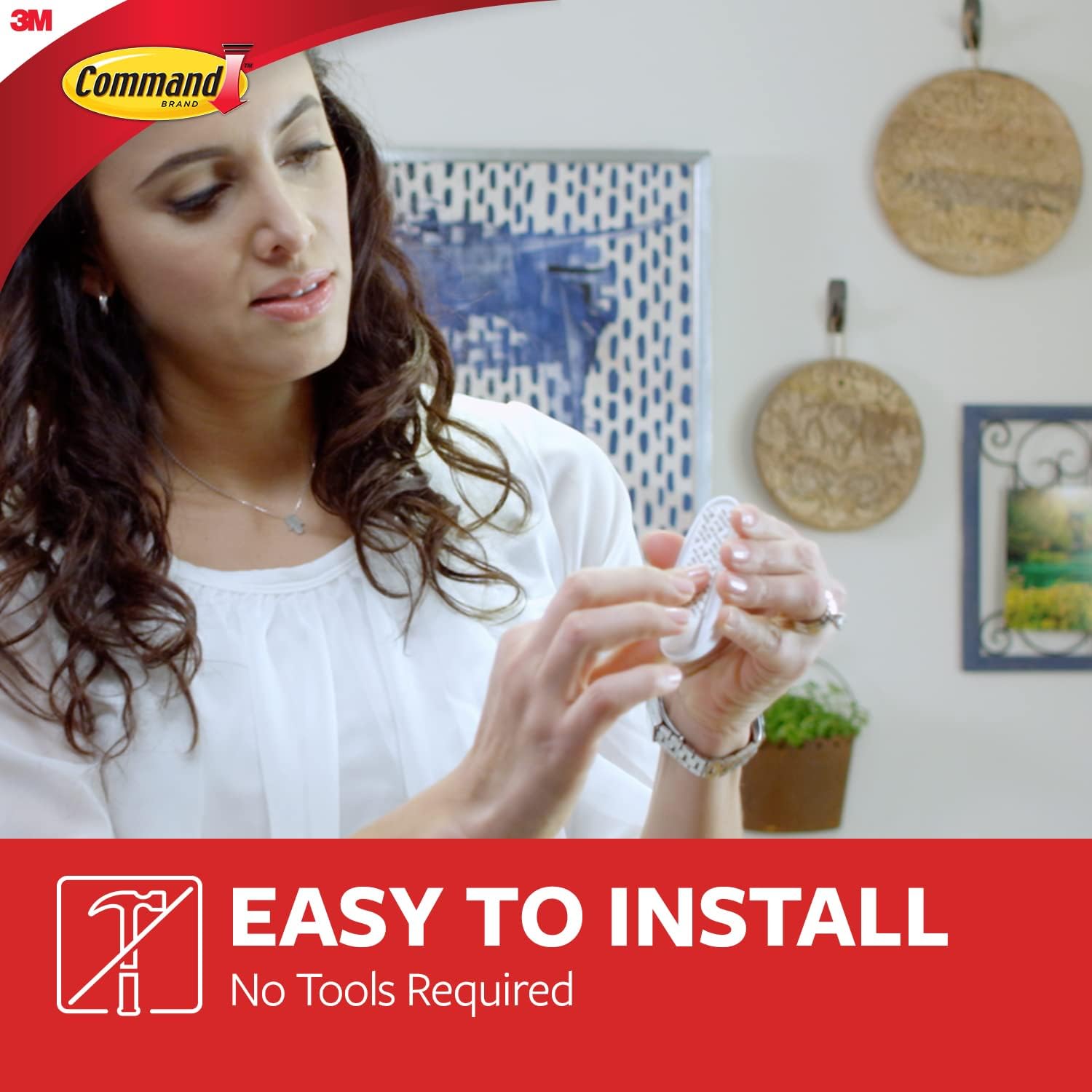 Detalle de Command Large Utility Hook, Pack of 7 Hooks and 12 Adhesive Strips (White) – Damage-Free Hanging