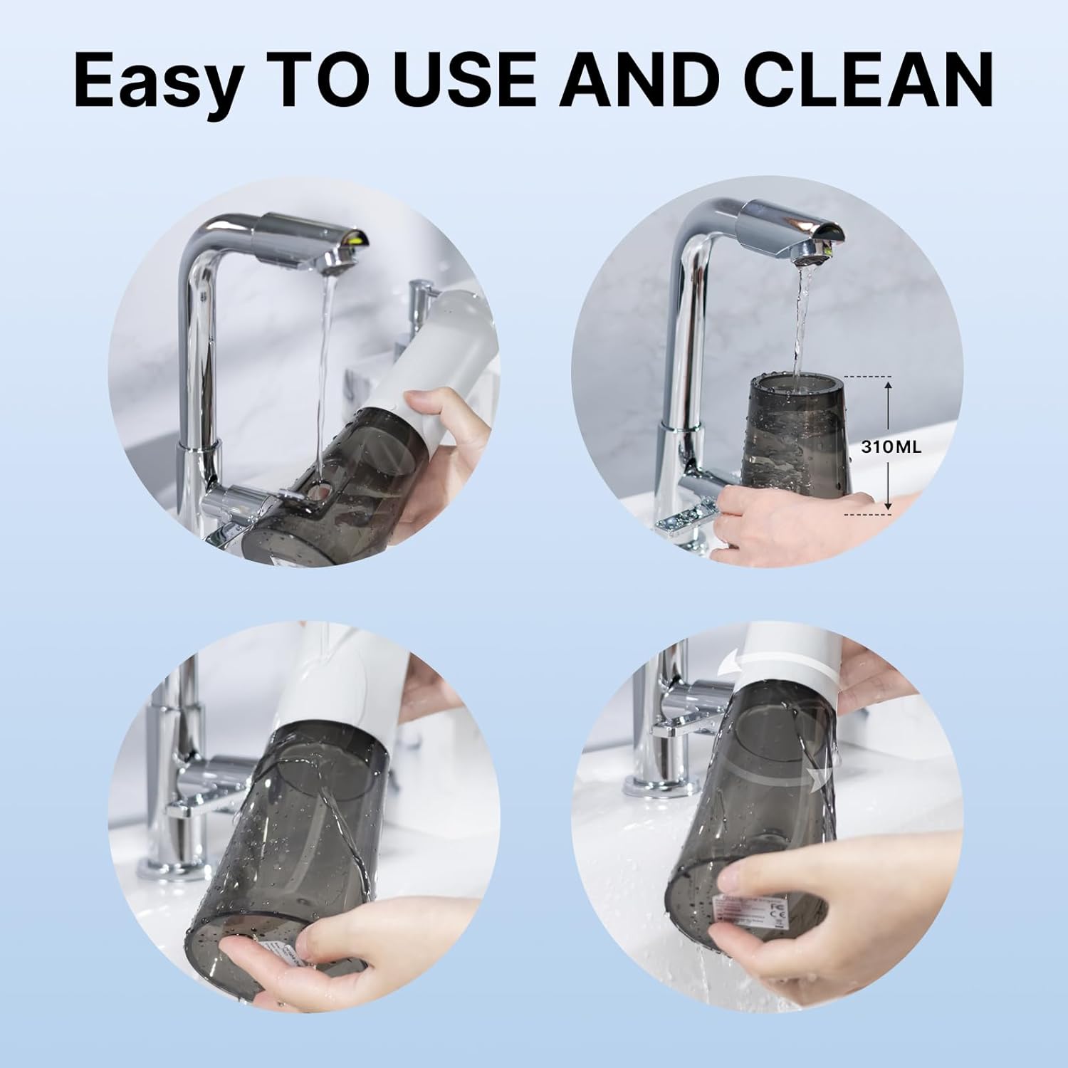 Thumbnail 6 de TUREWELL Cordless Water Flosser (310 ml) with 5 Modes, IPX7 Waterproof and 4 Jet Tips (White)