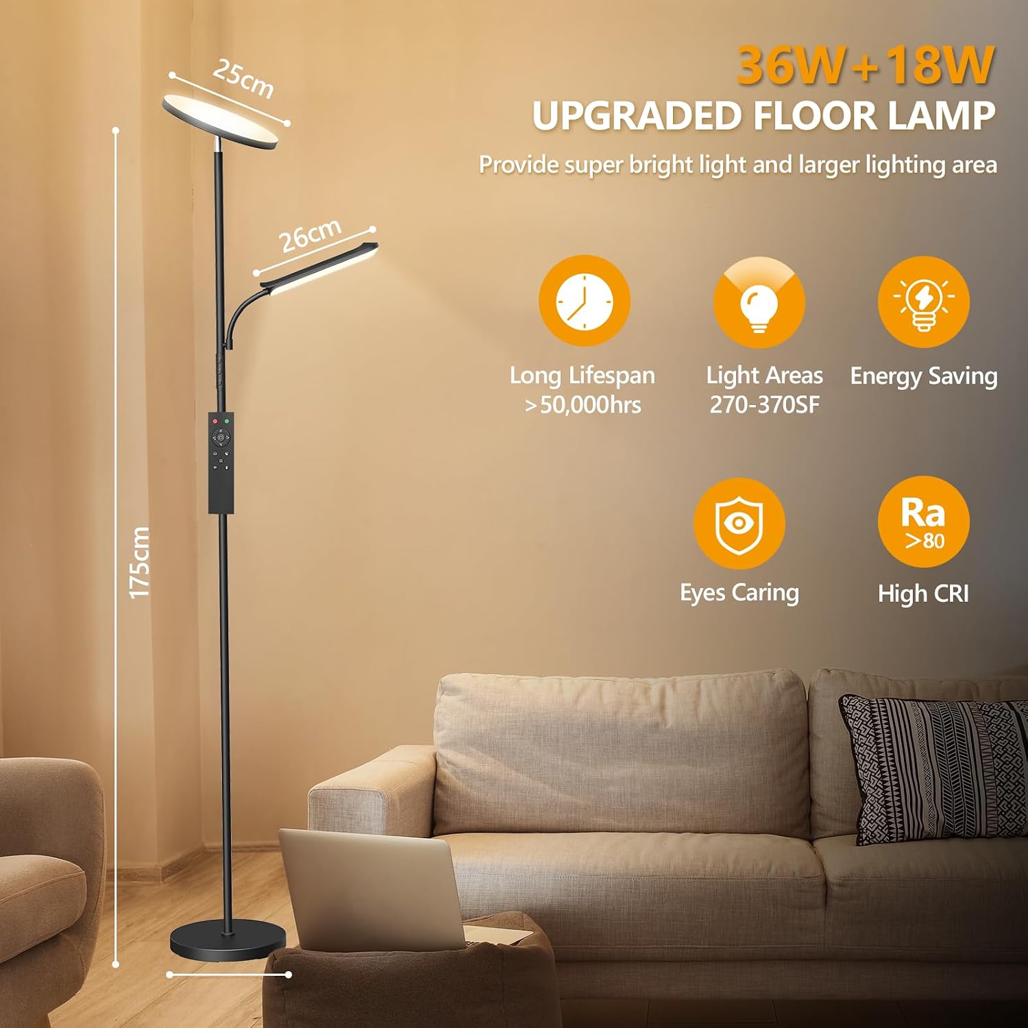 Thumbnail 6 de LUCKEA Lampadaire LED Dimmable 42W 4000LM