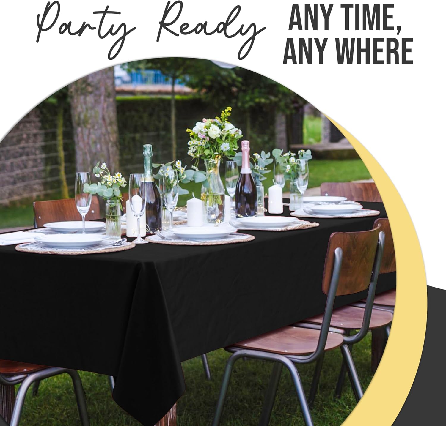 Thumbnail 3 de Exquisite 66% Thicker Premium Black Plastic Tablecloths – 12 Pack, 54" x 108" (0.5 mil)