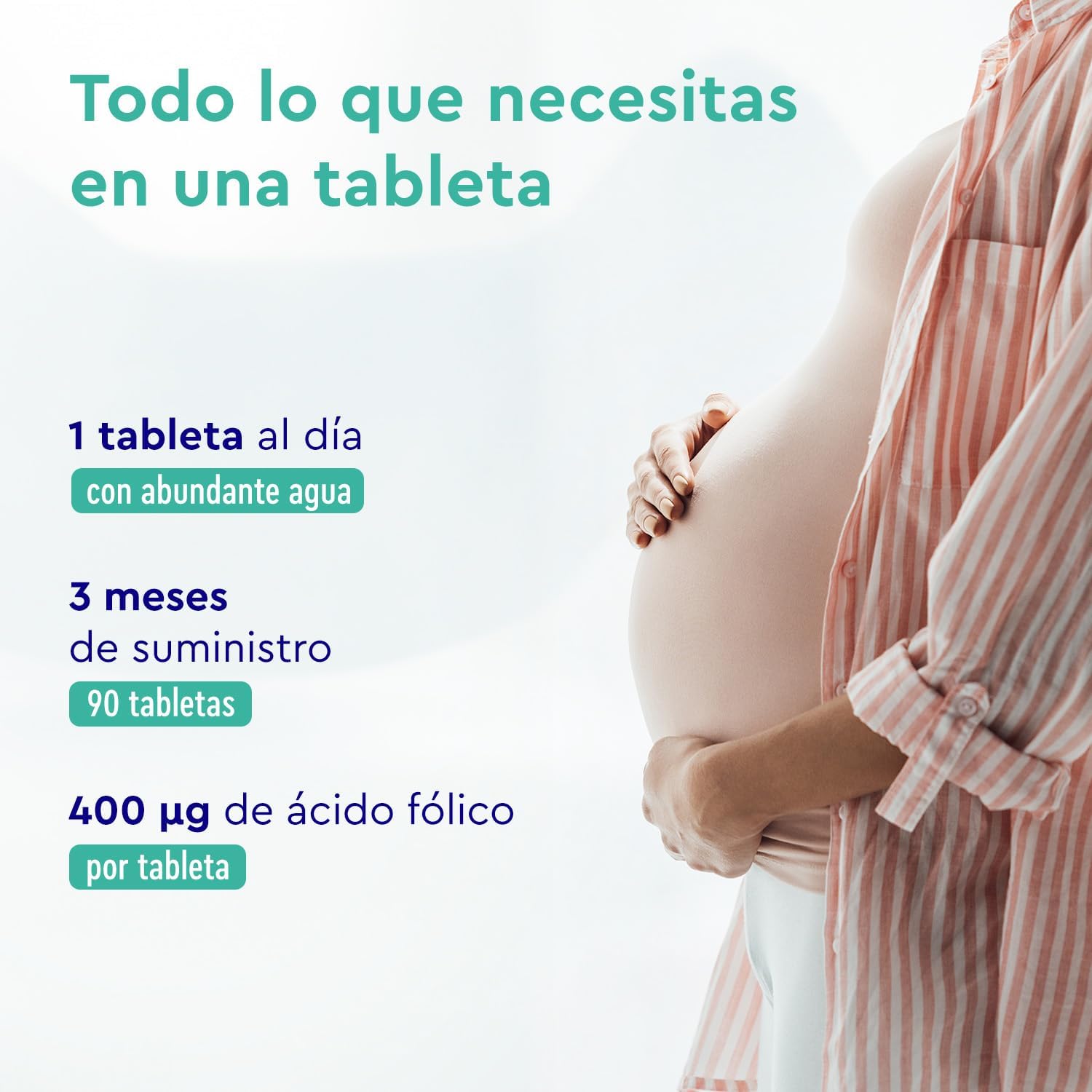 Detalle de Ácido fólico 400µg vitamina B9 90 cápsulas