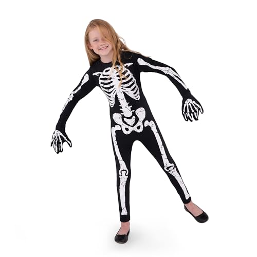 Detalle de Spooktacular Creations Halloween Skelett-Kostüm für Mädchen & Kleinkinder (Größe klein 5–7 Jahre) – Glüht im Dunkeln