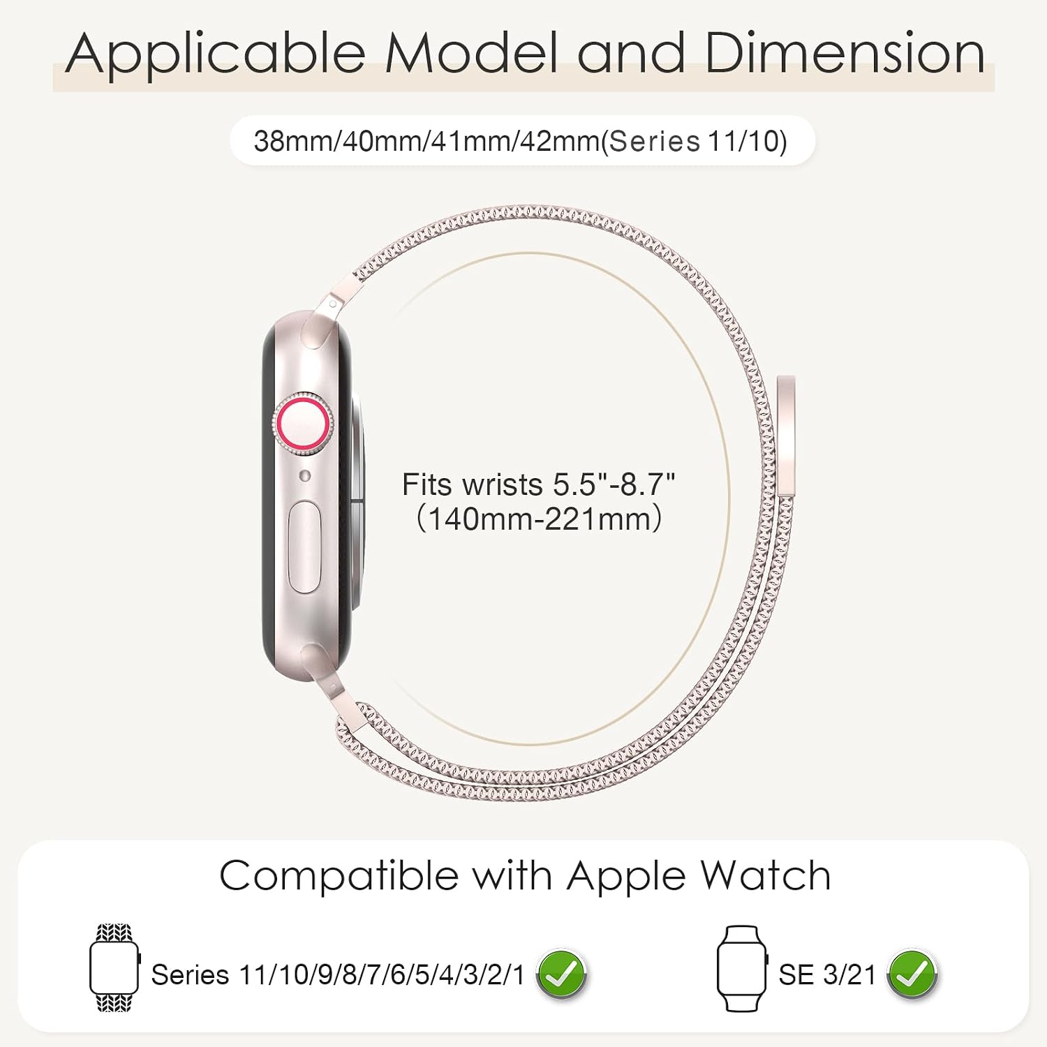 Detalle 2 de Original Milanese Loop 38–49mm adjustable magnetic strap