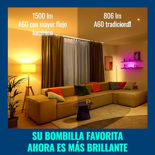 Thumbnail 1 de WiZ Bombilla inteligente LED A60 con base E27 (RGB) – 100 W equivalente, 1521 lm, 2200–6500 K