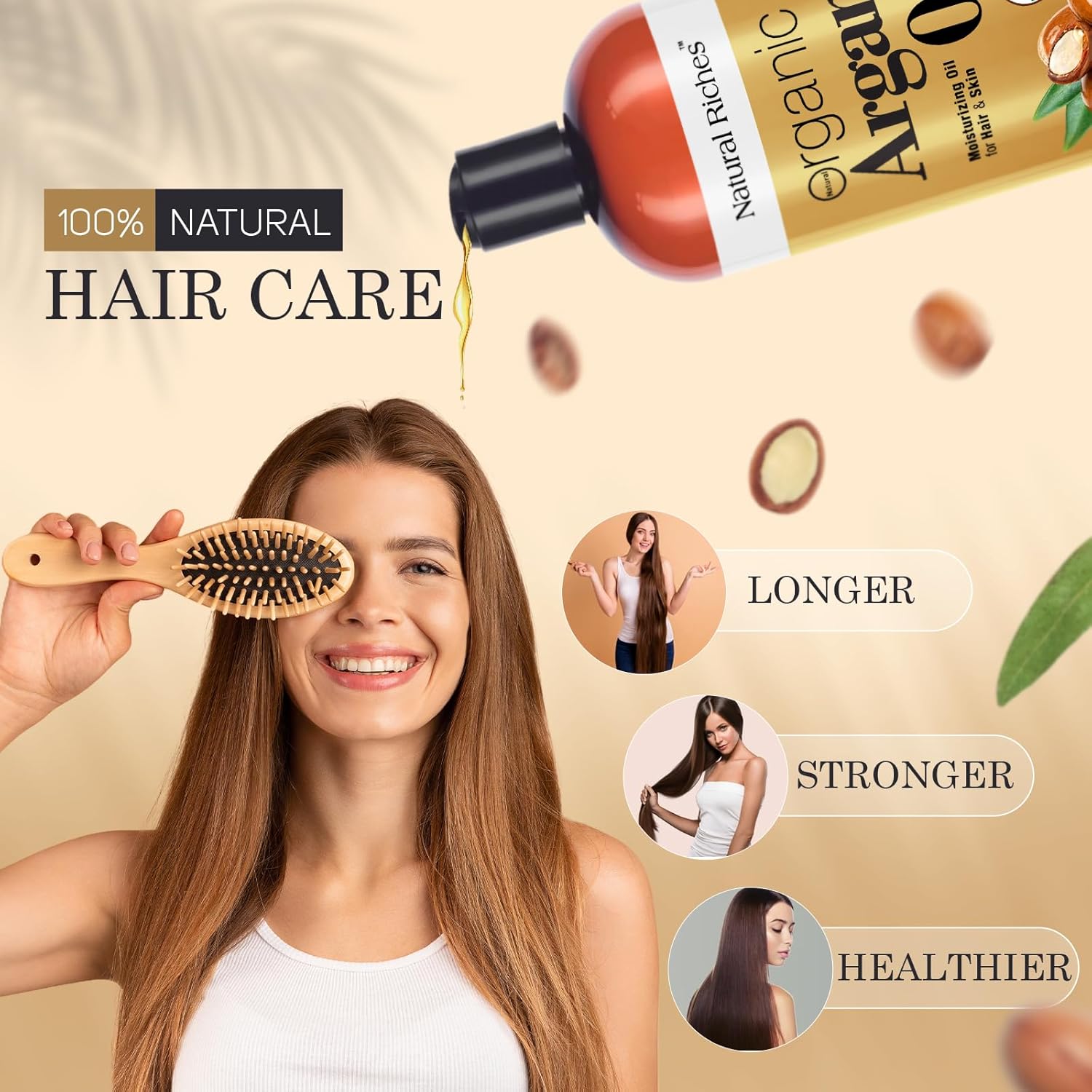Thumbnail 3 de Natural Riches Organic Argan Oil of Morocco (16oz) Deep Moisturizing Hair Oil Serum