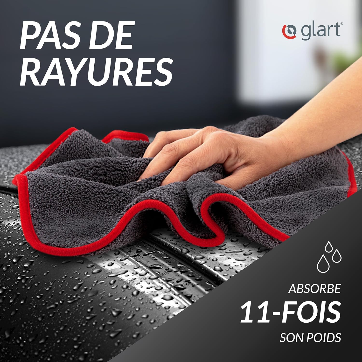 Thumbnail 2 de Glart 443TP – Lot de 3 Chiffons Microfibre 40x40 cm, absorbants et polyvalents pour voiture, moto et polissage